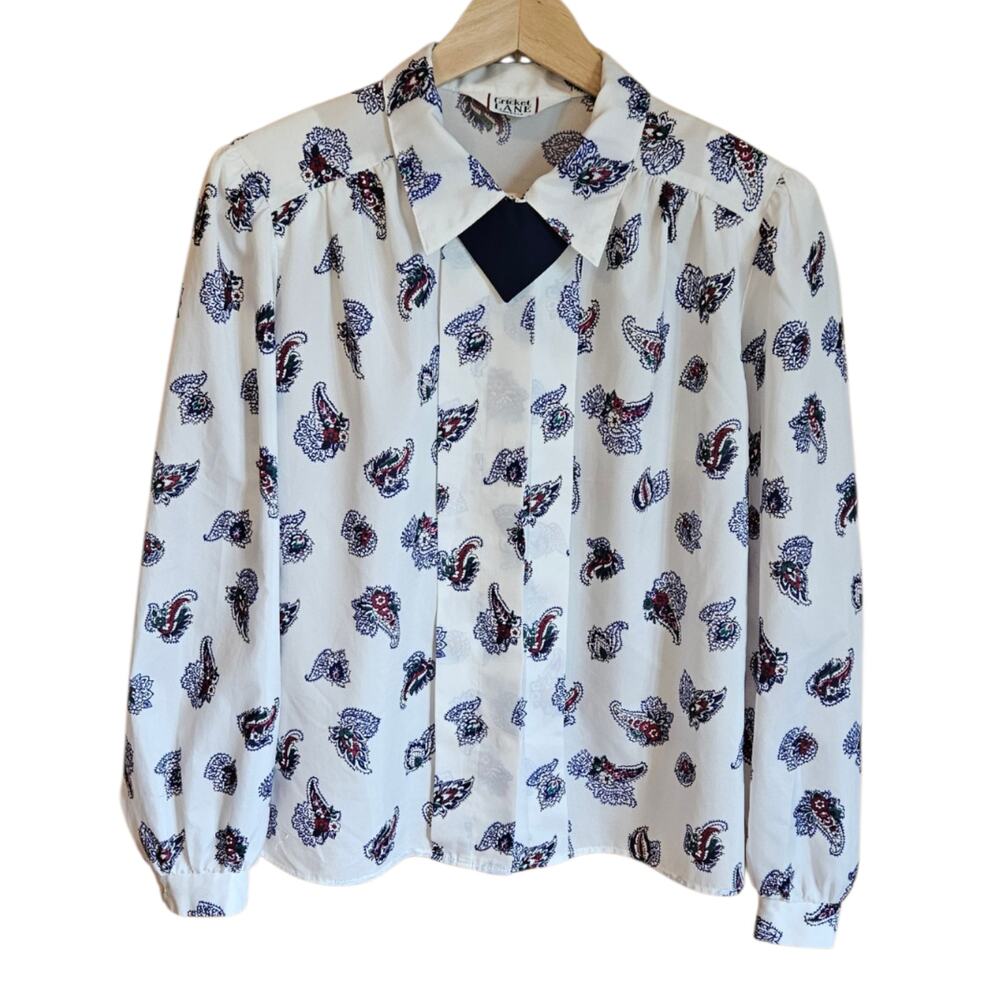 Vintage Cricket Lane Paisley Long Sleeve Secretary Blouse